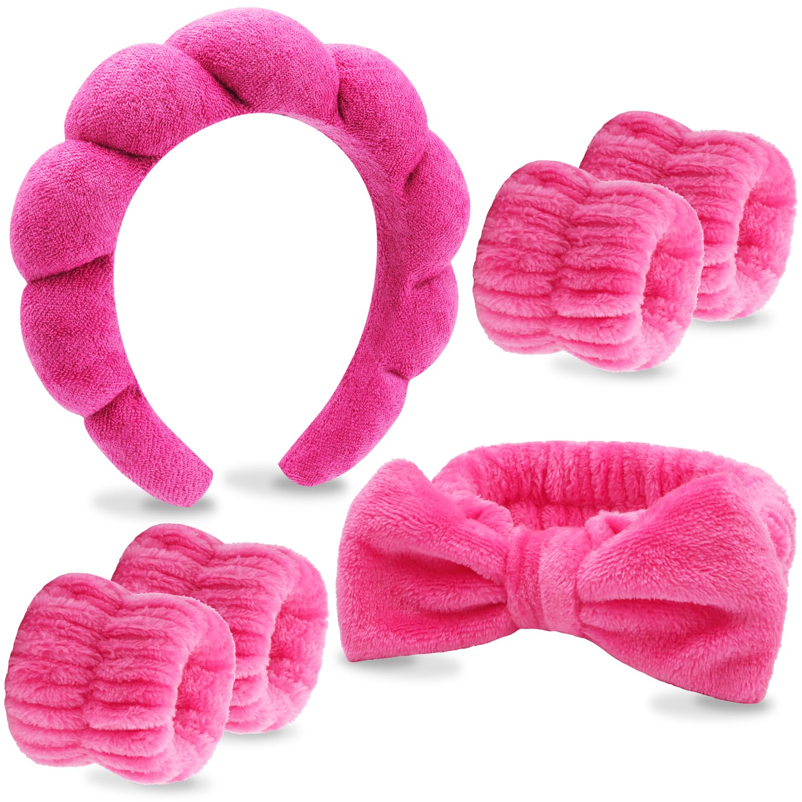 VELSCRUN 6 Pack Spa Headband, Makeup Headband, Face Wash Headbands, Skincare Headbands, Black Sponge Hair Band Bow Tie Spa Head Band for Washing Face Wristband Set Hair Accessories for Women Gifts